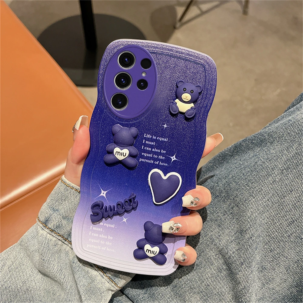 thumbnail image 1 of Korean Lovely Bear Case For Samsung Galaxy S23 Ultra S22 Plus S21 FE S20 A23 A33 A53 A13 A52 A22 A32 Wrist Strap Chain Cover, 1 of 5