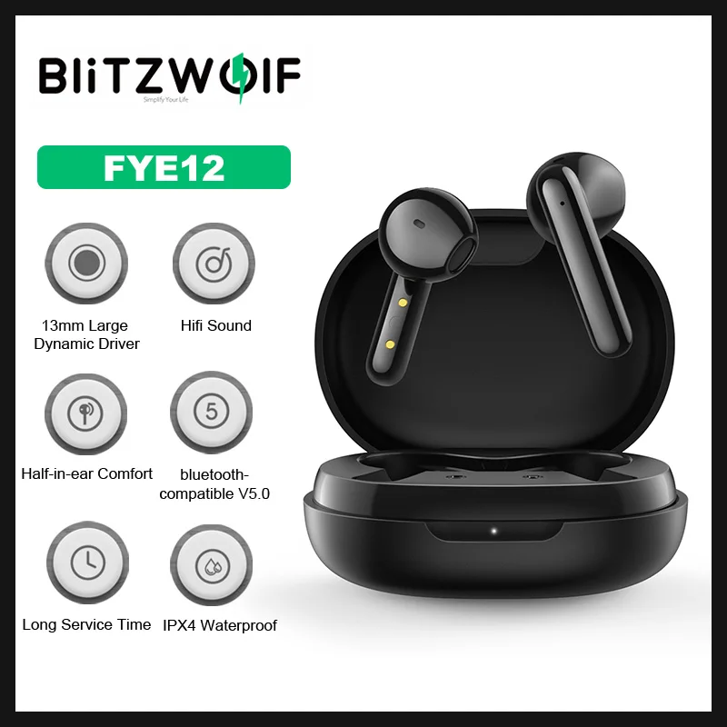 Blitzwolf BW FYE12 bluetooth compatível fones de ouvido sem fio fone de...