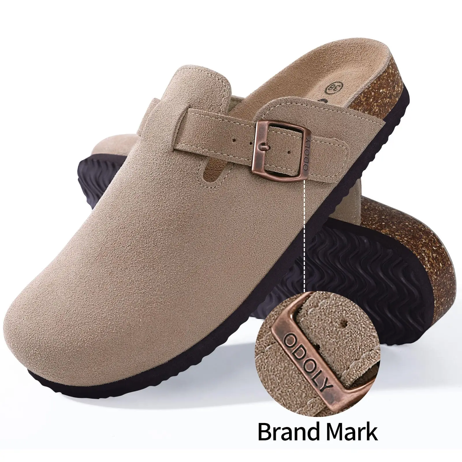CRACOMIN Clogs für Damen, neue Kork-Slipper, Unisex, klassische Kork-Sandalen, modische Clogs aus Rindsleder, Mules für Herren, Outdoor-Strand-Slipper – Detail 11