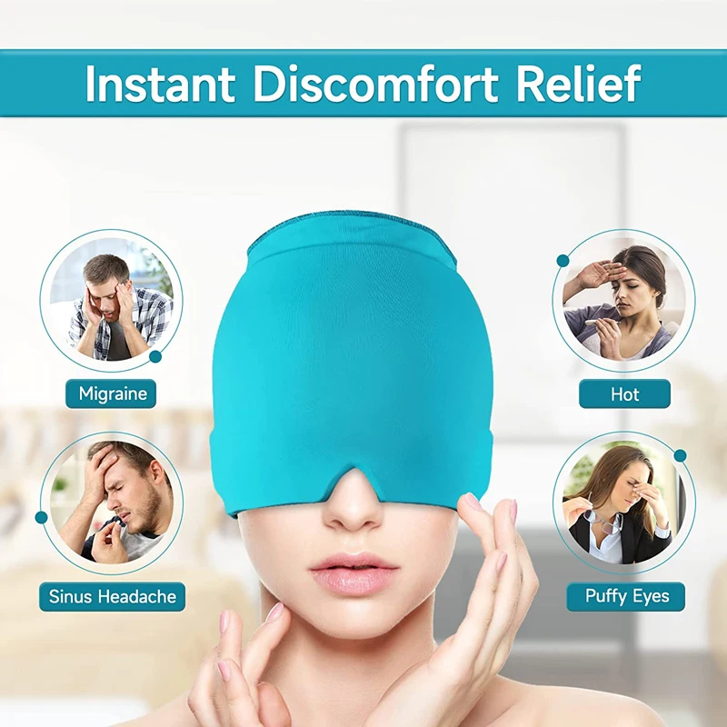 Ice cap gel mask headache migraine relief cold compress therapy for tension sinus stress