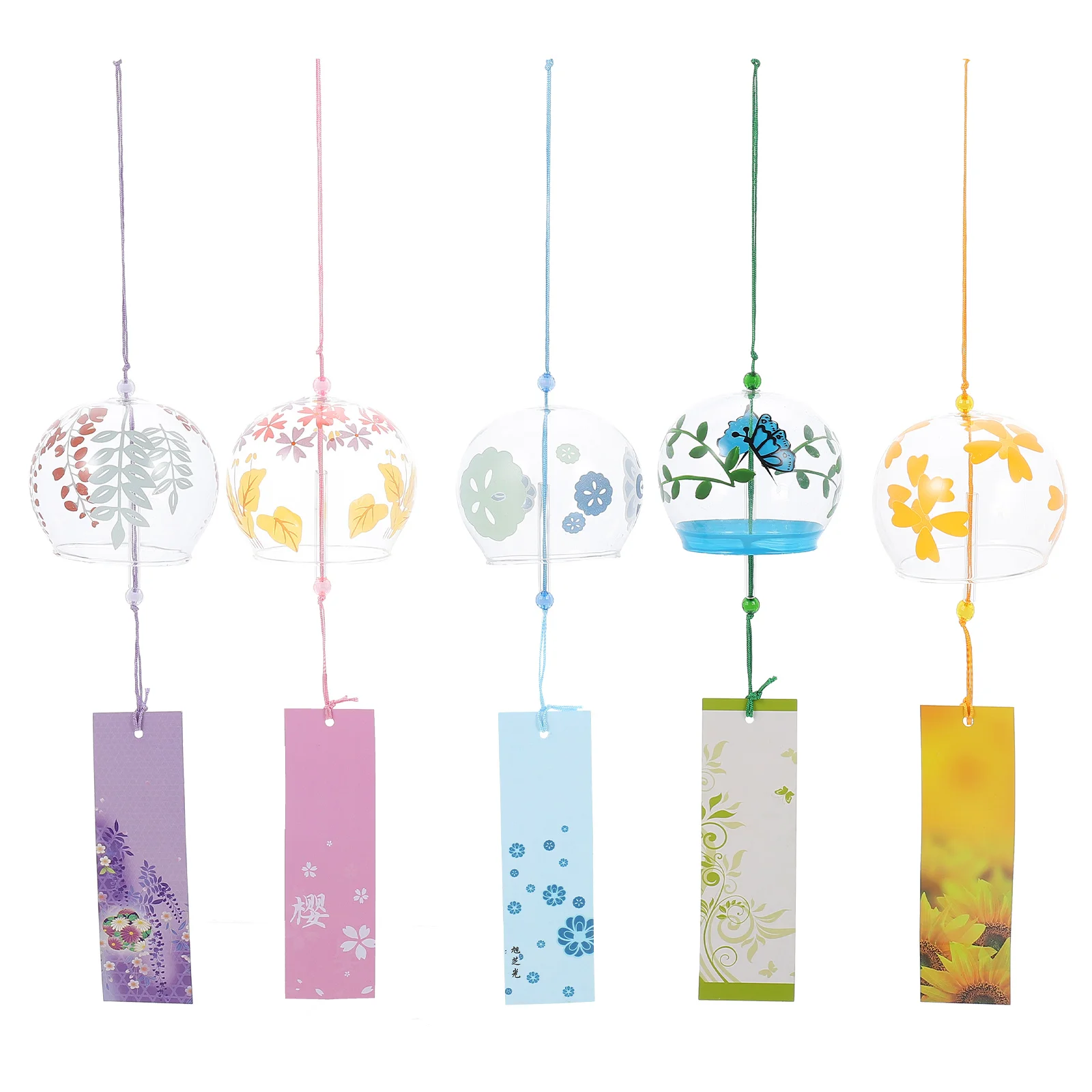 

5Pcs Glass Wind Chime Decors Clear Wind Chimes Decorative Hanging Wind Bell Ornaments