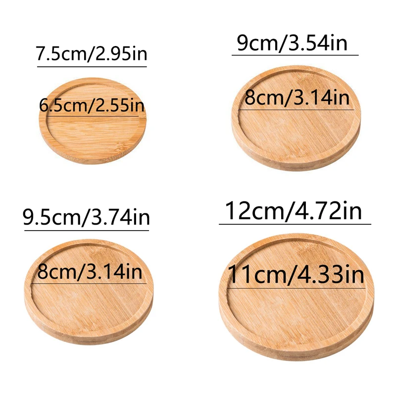 Wooden Tray Multi Bamboo Multi Shape Wooden Holder Pot Tray Coffee Coaster Home Garden Decor Photography Props 4