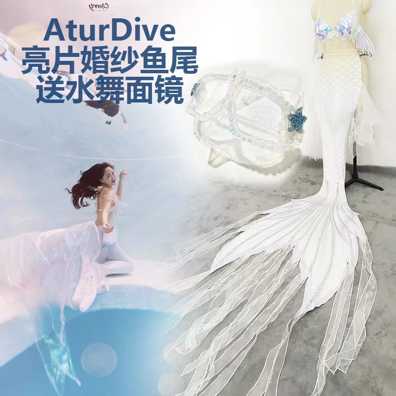 chinese dress ladies Shiny Mermaid Scale Milk Silk Flutter Dress 5/6 main image 0