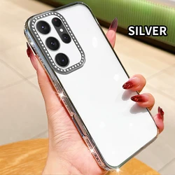 Luxury Plating Clear Soft TPU Cover with Diamond Crystal Glitter and Shockproof Protection - S23 FE (Silver)