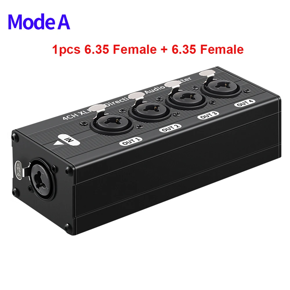 Premium XLR Balanced Audio Signal Splitter - 1 Input to 4 Outputs