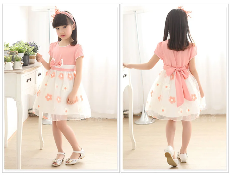 Girls Summer Dress Floral Pattern Girl Dress 2022 New Children Party Dress Casual Style Clothes Girl Dresses discount