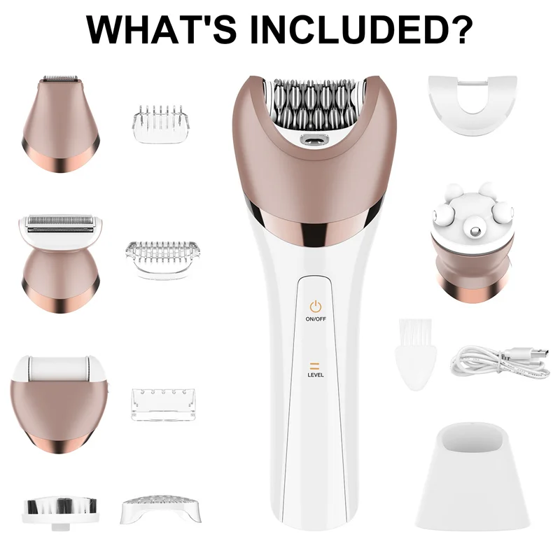 Depiladora portátil recargable 6 en 1 para mujer, herramienta de depilación Facial para cuerpo, piernas y axilas, afeitadora IPX7 para mujer » Depiladora portátil recargable 6 en 1 para mujer