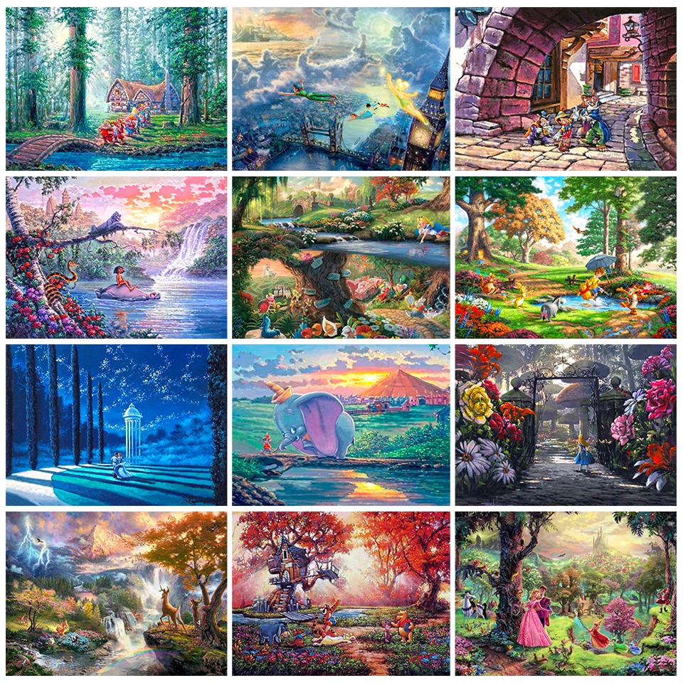 Disney Diamond Art Tarzan Bambi Diamond Painting Art Landscape 5D Kit Trapano Completo Princess Bell Fai Da Te Punto Croce Home Decor Gift