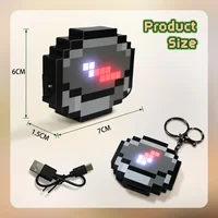Creative 3D Kids Rechargeable Pixel Compass Keychain Cartoon Backpack Key chain Game Periphery Toys Birthday Gifts Office Parner 6