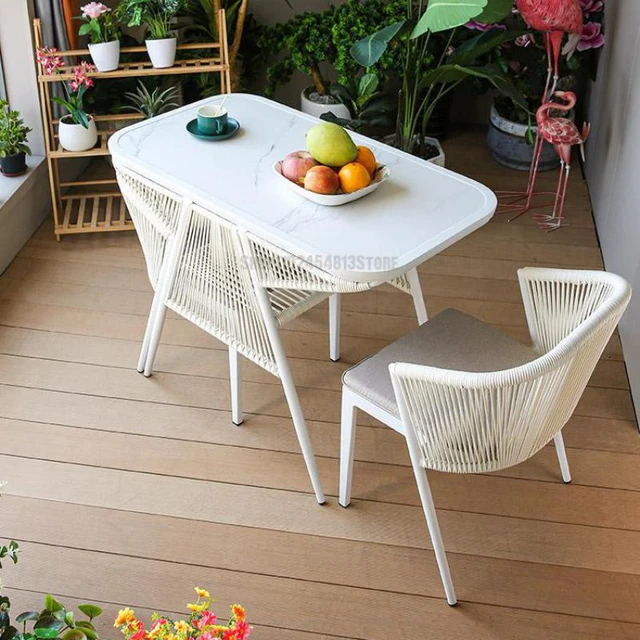 Chaises en rotin pour balcon et terrasse, meubles d'extérieur modernes,  table à thé, fauteuil de
