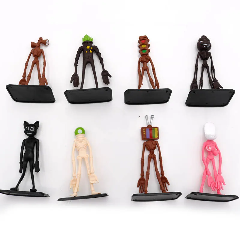 8 pçs anime sirene cabeça brinquedo dos desenhos animados figura animal  horror modelo boneca conjunto crianças