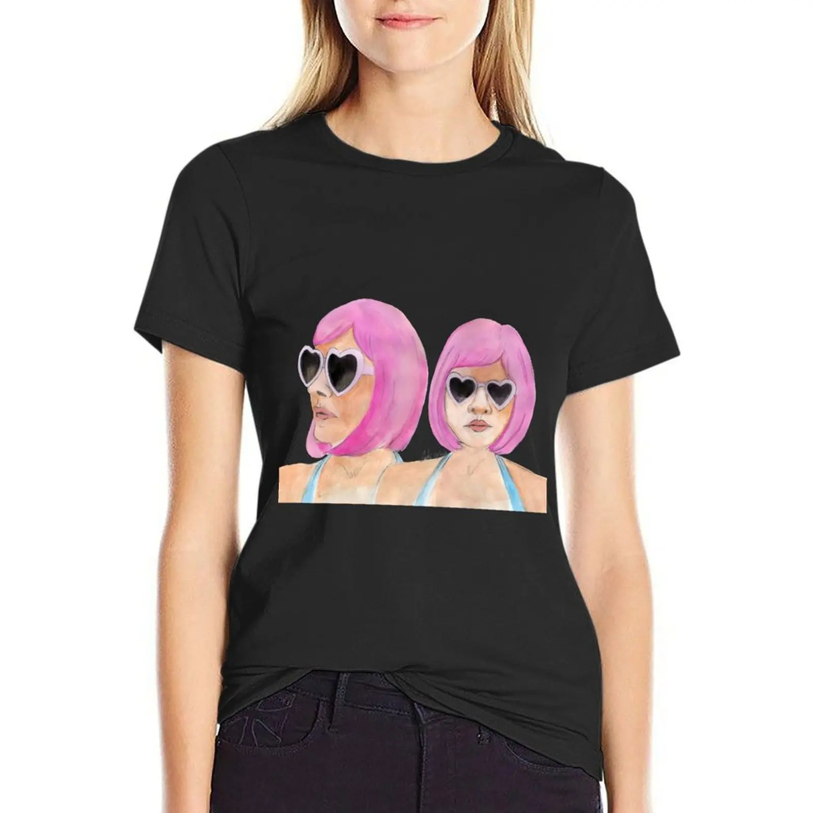 

The Cigarette Duet T-Shirt funny Short sleeve tee Aesthetic clothing black t shirts for Women
