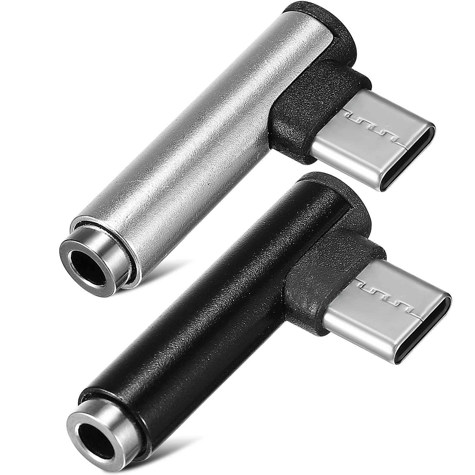 2Pcs Type-C To 3.5mm Audio Adapter 90 Degree Angle Audio Headphone Adapter For Mobile Phone Mobile Phone Tablet