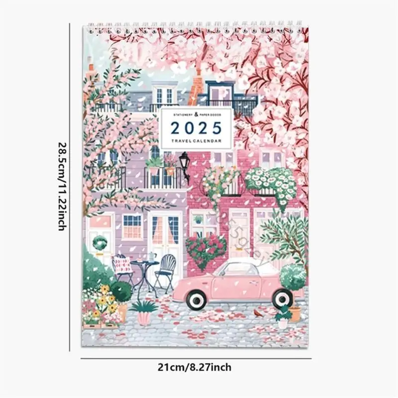 2025 여행 체크리스트 캘린더 트윈 코일 제본 2025 월간 캘린더 플래너 69HA