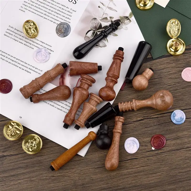 Replacements Long And Short Pear Wood Handles For Stamp Scrapbooking Stamps Wax Seals Tools And Accessories wax seal stamp roller stamp clear stamps self ink stamps alphabet stamps wax seal stamp set seal wax sticks rubber stamps self inking stamps wooden stamp
