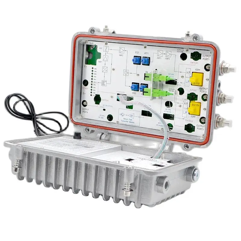 4 Way AGC CATV Optical Receiver FTTH HFC Node RF Output Level 110dBuV IP66 Outdoor Waterproof OR719 With Return Path Alloy shell