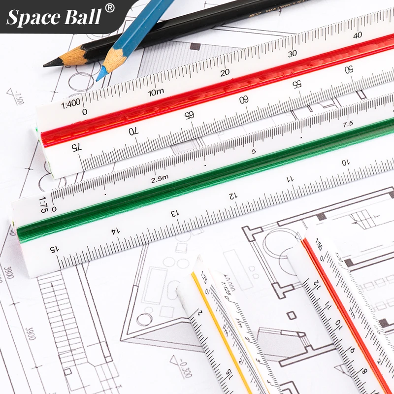 Triangular Ruler Space Ball Multi-functional Triangular Ruler Student Stationery 12.5/30cm Drafting Tool Scale Ruler Architect Technical