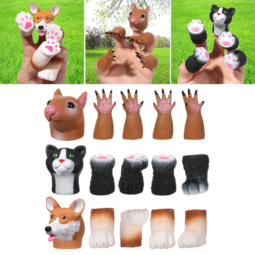 

Washable Dog Squirrel Animal Props Hand Puppet Finger Dolls random combination