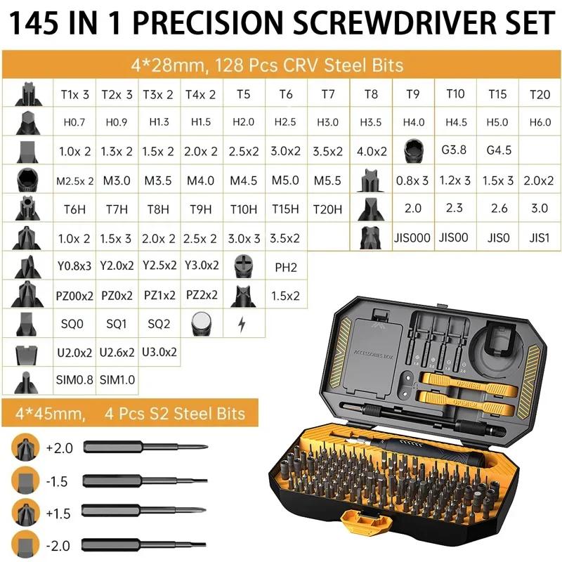 Precision Screwdriver 145 In 1 Set Magnetic Mini Screw Driver Nut Bits Multifunction Household Repair Tool Kit For Iphone Xiaomi