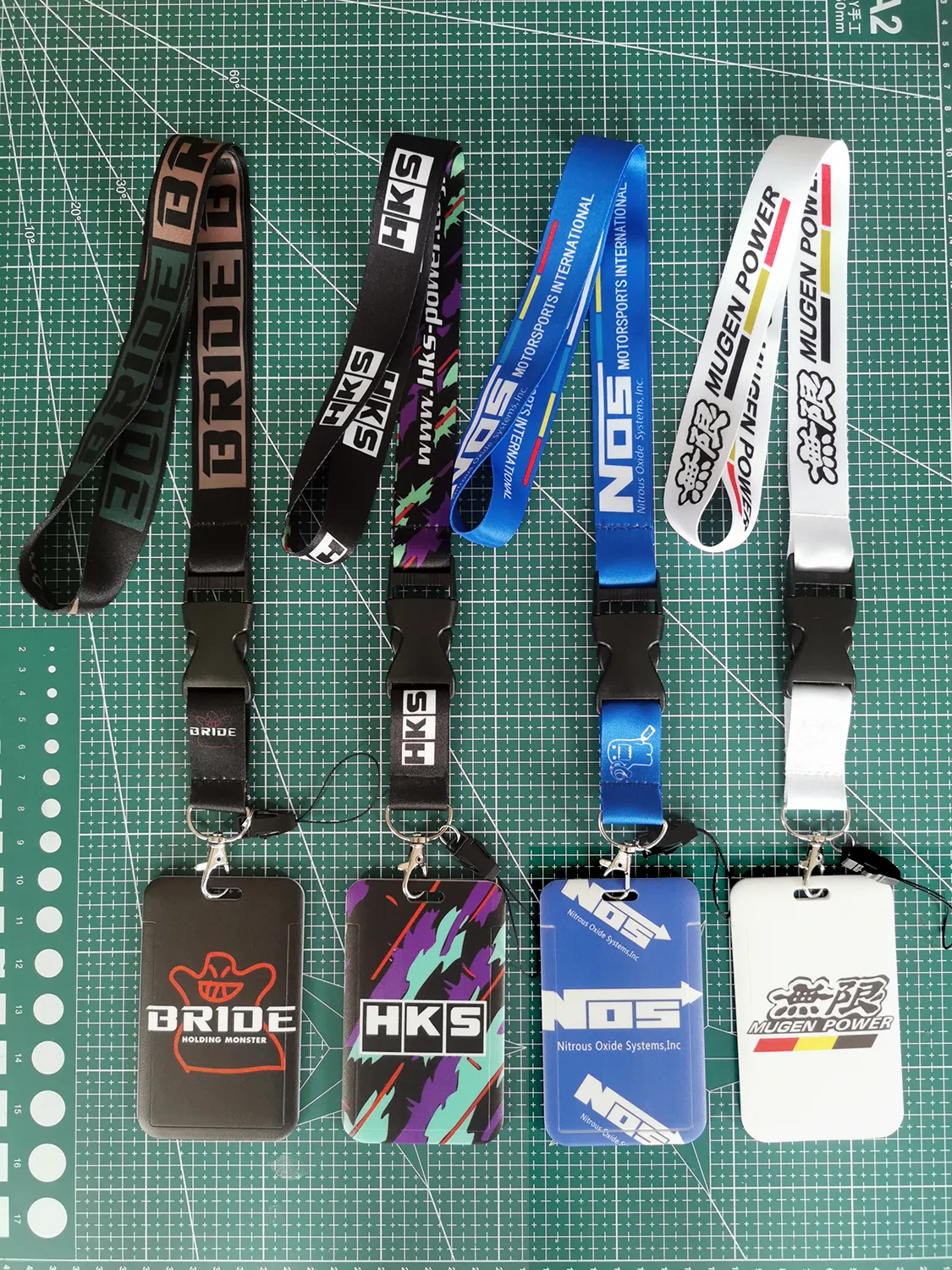 JDM Rculture Style Keychain ABS Bank Credit Card Holder Bus ID Name KEYRING Lanyard For BRIDE NOS HKS MUGEN POWER Accessories