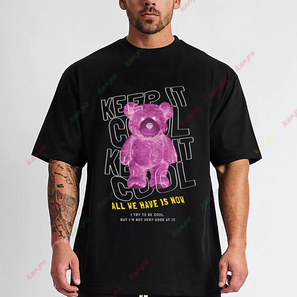 

Oversize Cartoon Bear T Shirt Men Streetwear Harajuku Tshirt Short Sleeve Cotton Loose Cotton Tee HipHop T-Shirt Plus Size 6XL