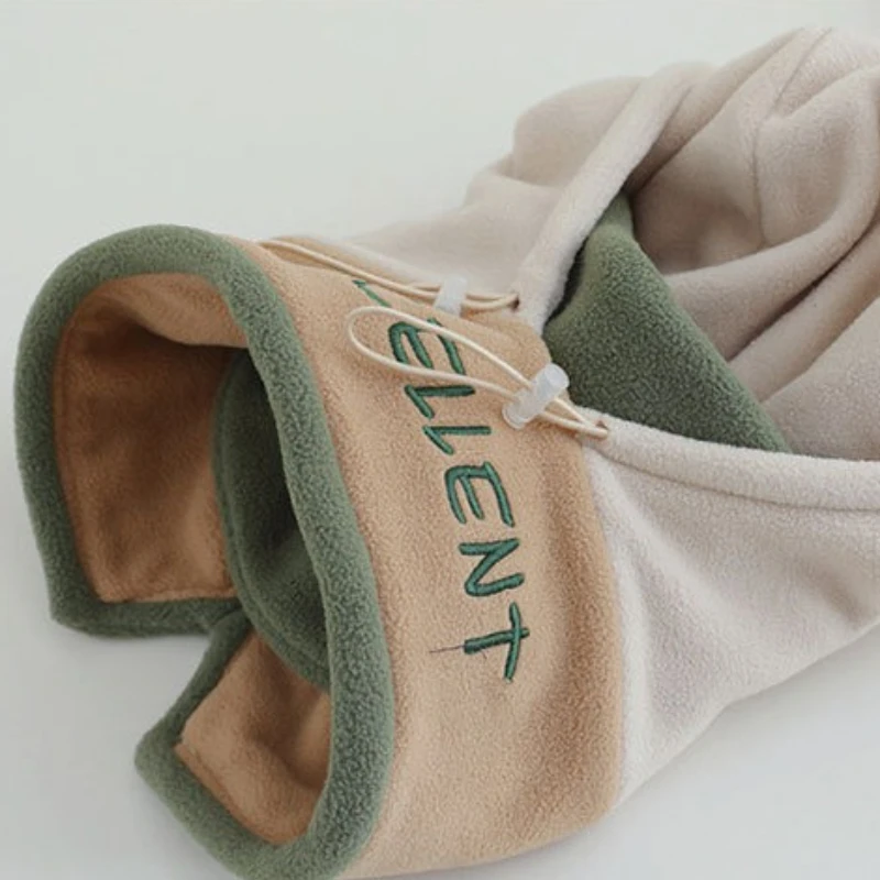 Outdoor Winter Fleece Kid Balaclava Hat Windproof Cycling Cap for Children Boy Girl Solid Color Thick Warm Hooded Beanie Scarf