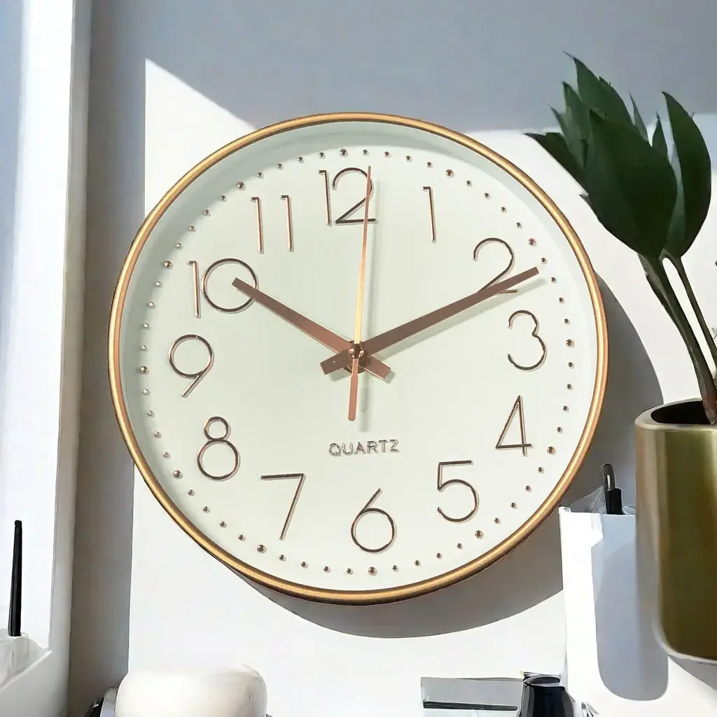 Easy To Read Digital Wall Clock Non-punching Silent Non-ticking Wall Clock for Kitchen Bedroom Children's Study Bathroom