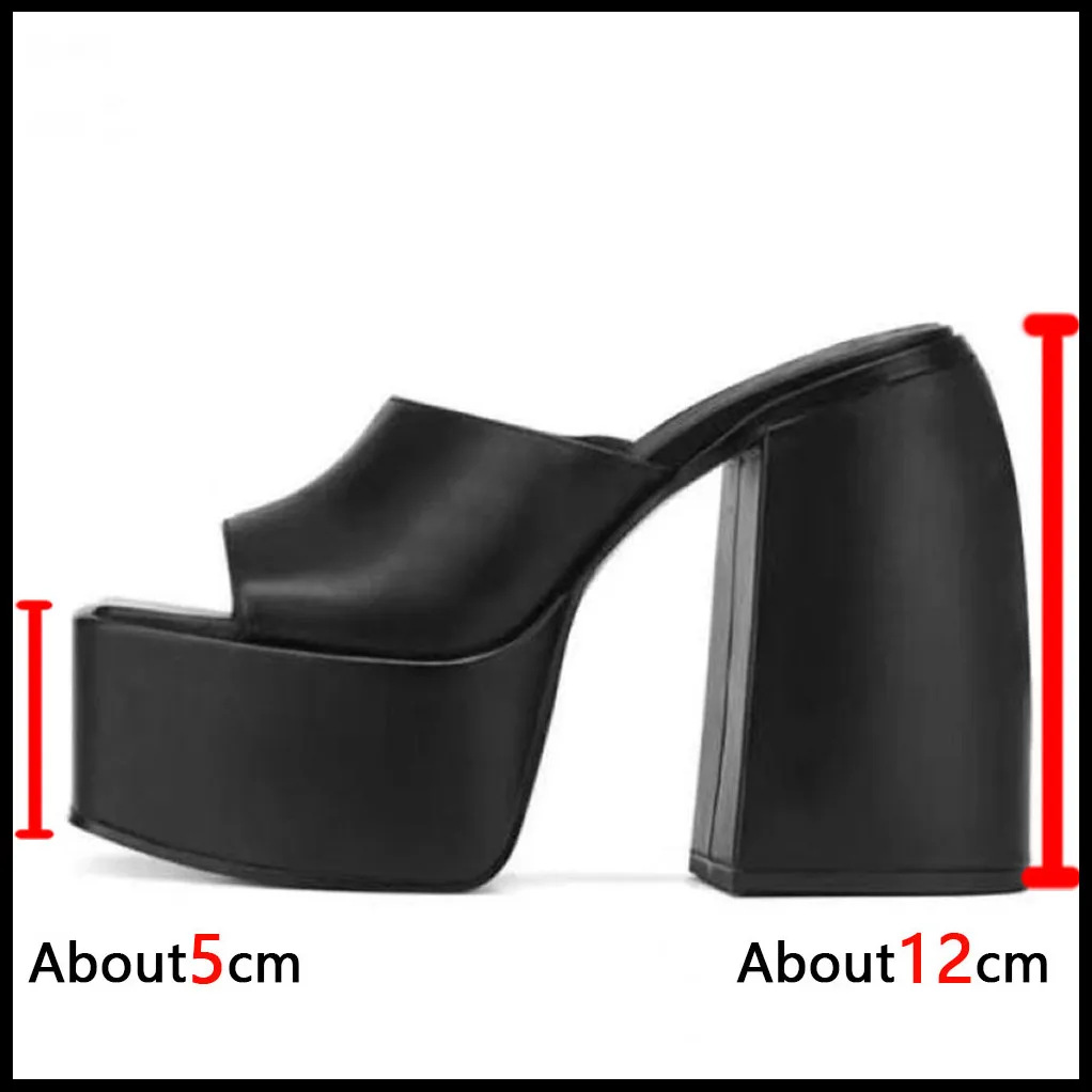 GIGIFOX Brand New Big Size 43 Summer White Chunky Heeled Mules High Heels Sexy Party Platform Heel Sandals Shoes For Women 2022