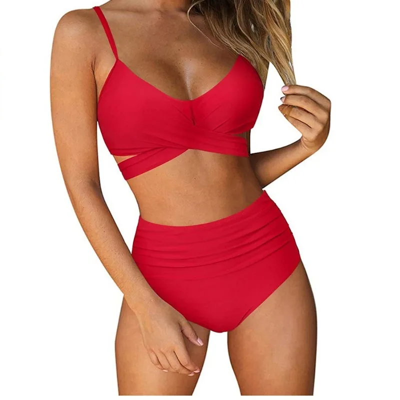 High Waist Sexy Bikini Set 2024 Biquini Swimwear Women Two Pieces Swimsuit Female Floral Printed Beachwear V-Neck Bathing Suits