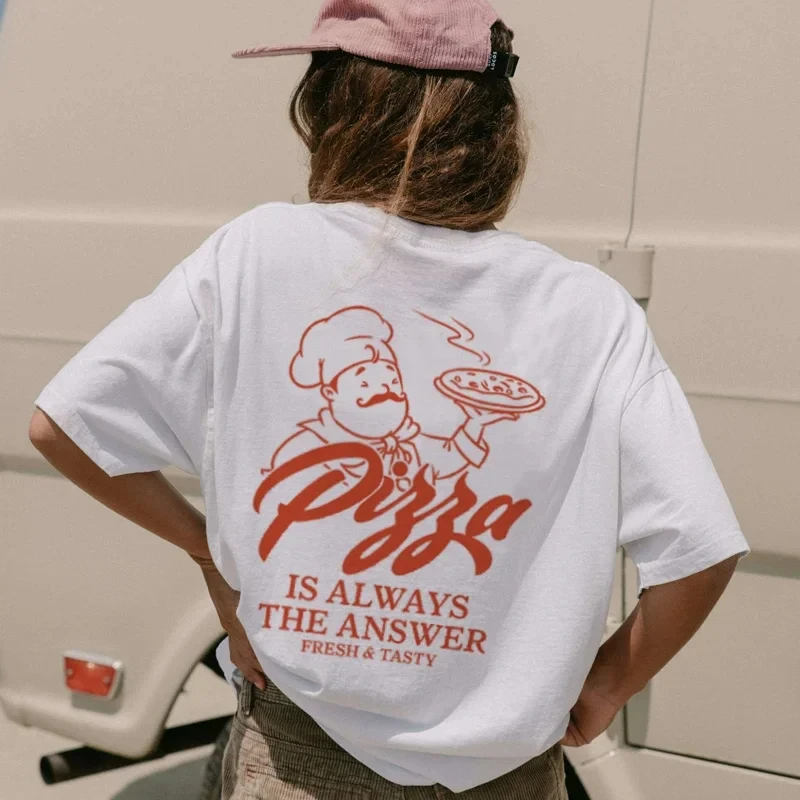 Frauen Retro-Stil Pizza lustige T-Shirts niedlichen Feins chm ecker Pizza Liebhaber T-Shirt Sommer Mode Vintage Streetwear Tops T-Shirt Unisex Kleidung