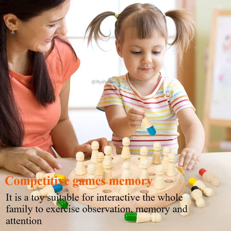 Wooden Memory Chess Matching Game Family Board Games for Kids and Adults Montessori Preschool Learning Educational Toy