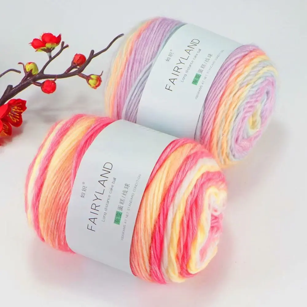 100g Rainbow Woollen Yarn New Soft Hand Woven Cake Yarn Hat Scarf Sweater Dyeing Crocheting Fancy Blend