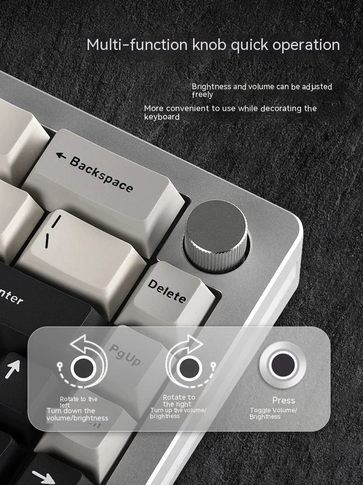 알루미늄 합금 기계식 키보드, 다기능 노브, 3 가지 모드, RGB 게임용 키보드, 핫 스왑 개스킷, PC 게이머, AL66, 2024 신제품
