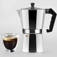 Pot Moka en aluminium avec brûleur électrique, cafetière supérieure, percolateur à expresso, bouilloire chauffante pour la maison, 150, 300, 600 3
