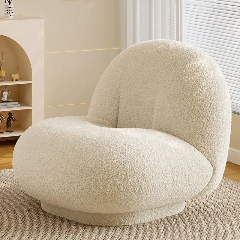 Popular Lamb Wool Sherpa Chair Minimalist Home Cozy Cloud Sofa Lounge Chair Cream Fluffy Lazy Sofa Bedroom Living Room Airbnb