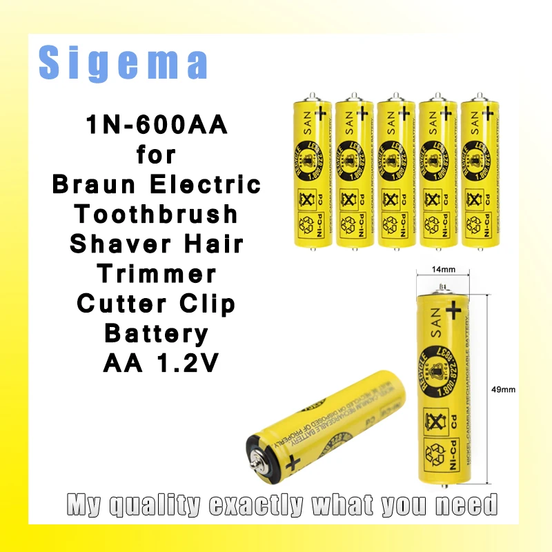 

2pcs 1N-600AA for Braun Electric Shaver Battery S3 3000S/3090S 199S-1 5720/5739/5743 AA 1.2V Ni-Cd Battery