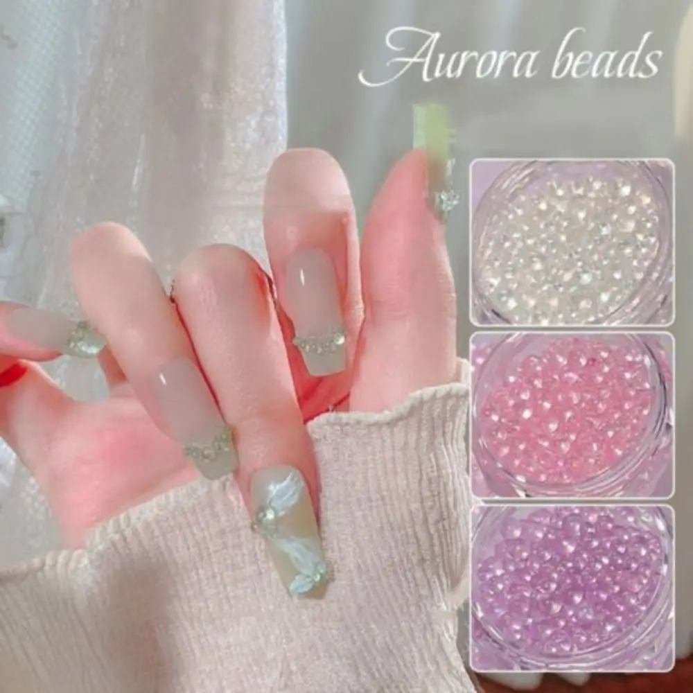 High Quality Glass Nail Art Aurora Bubble Beads 3D Mixed 3D Nail Art Decoration Nail Charms Nail Art Bubble Bead