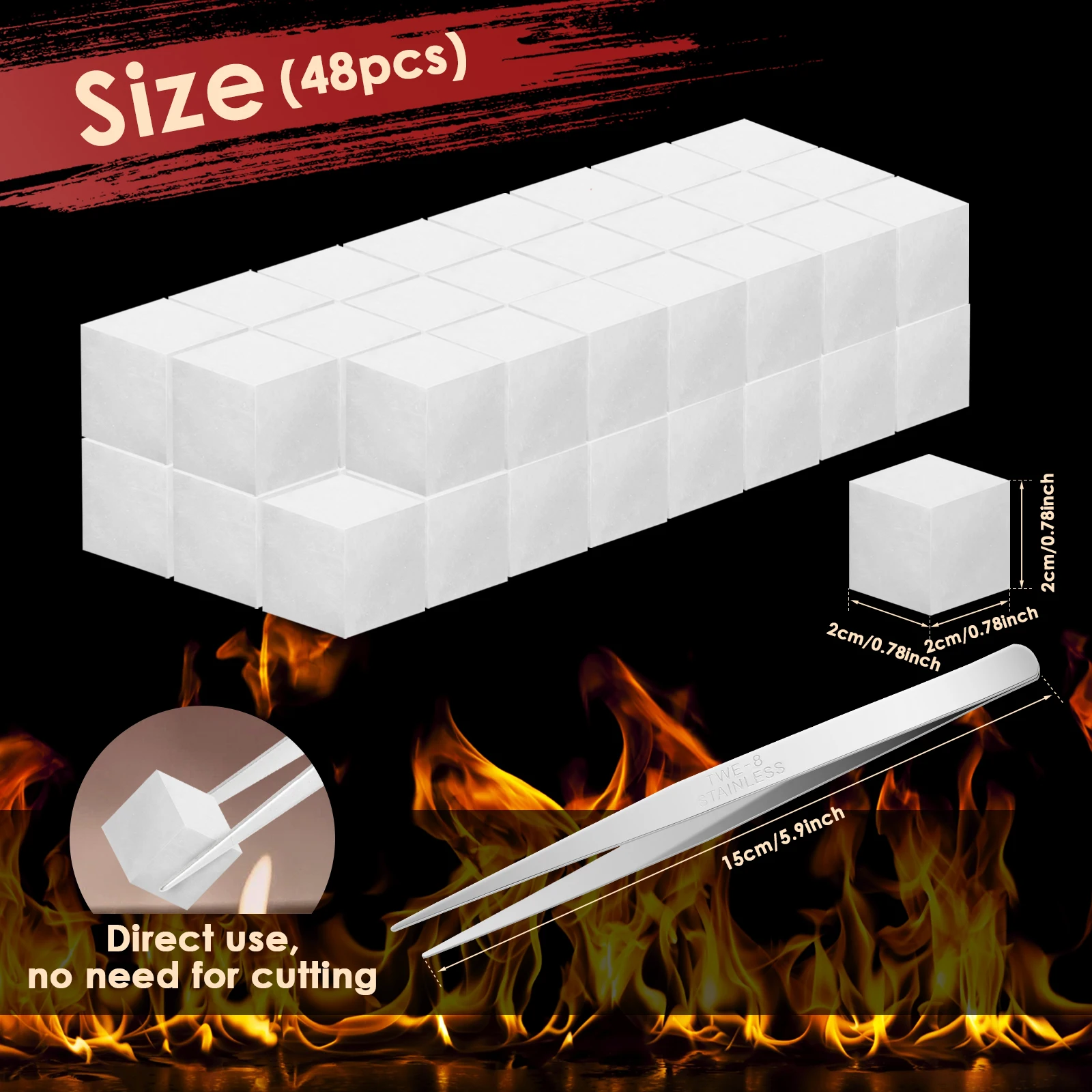 Tabletop Fire Pit Temperature Resistant Ceramic Wool Wick Sponge Extend Burning Time 48Pcs