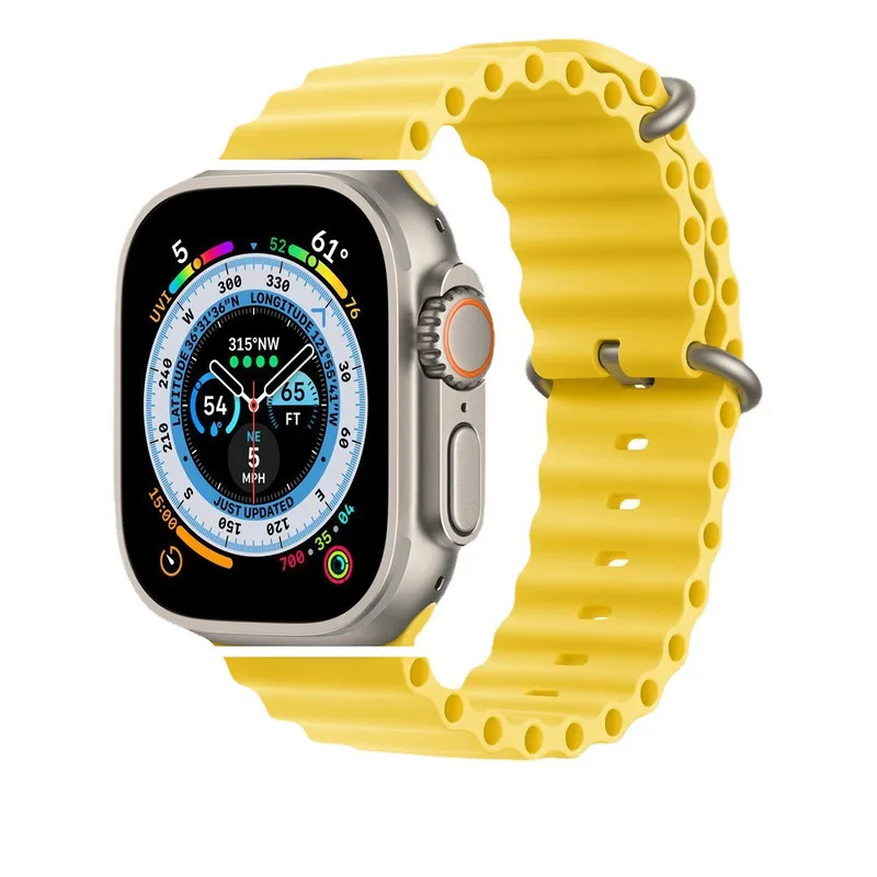 Suitable for iwatch Ultra 8 9 Series 38/40/41/42/44/45/49MM Outdoor Sports Double Button Ocean Silicone Watch Strap Accessories (non Watch)_voghion.com