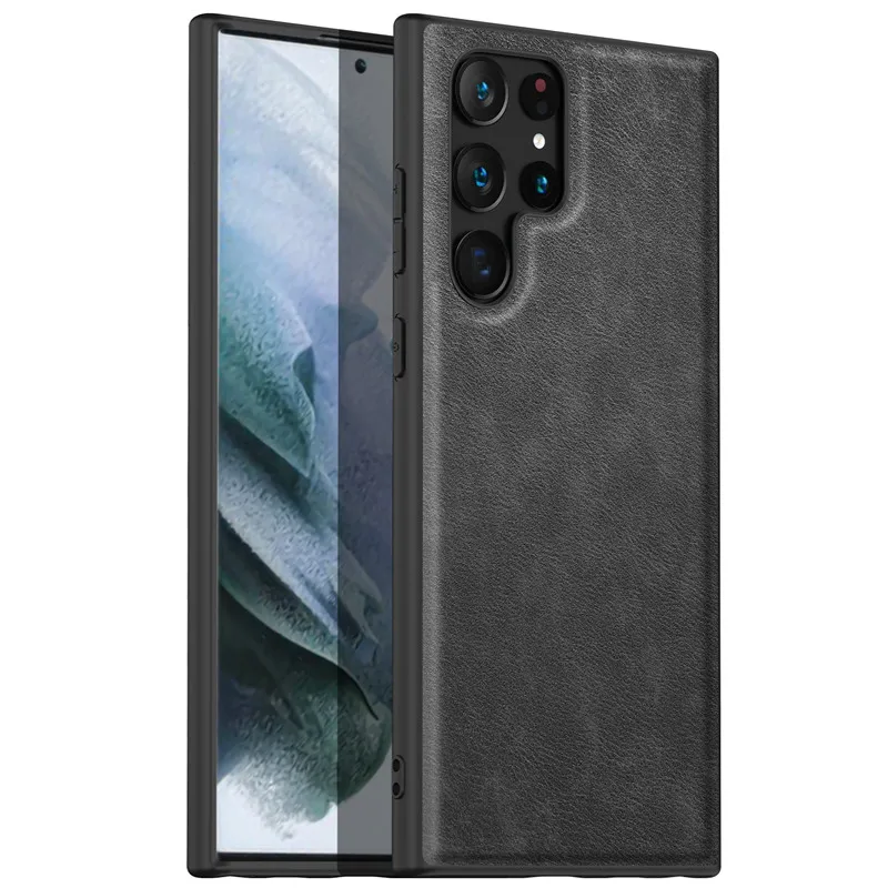 Premium Leather Case For Samsung Galaxy S22 Ultra Genuine Leather Back