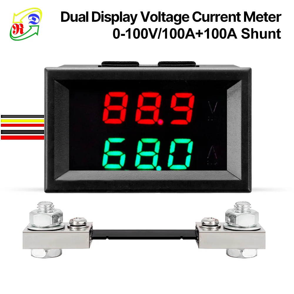Ampèremètre Voltmètre Numérique LED Us DC 100V 10/50 / 100A Voltmètre