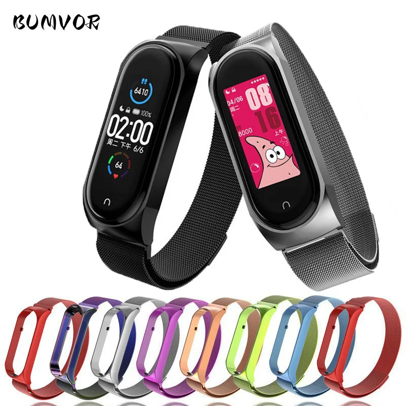 

Milanese Loop Strap For Xiaomi Mi Band 7 6 5 Stainless Steel Watch Belt Correa Miband5 Miband6 Bracelet on mi band 5 6 7 Bands