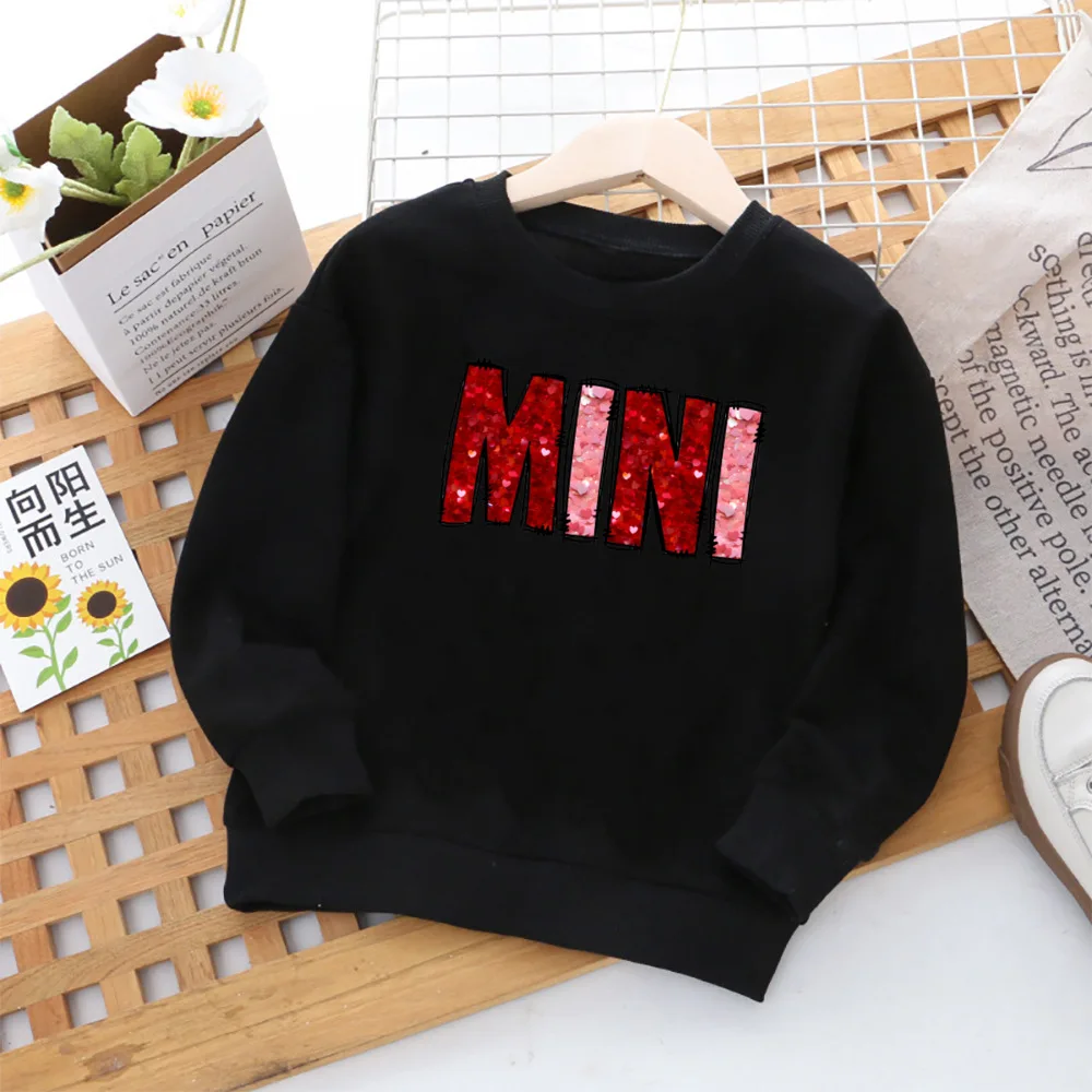 Mama Mini Print Family Matching Outfit Valentines Family Matching Outfits Mom & Kids Pullover Sweatshirt Valentines Gift 5