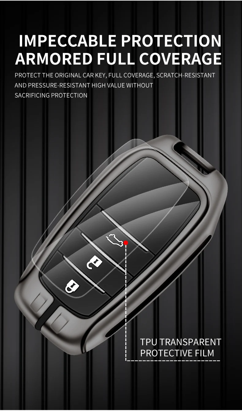 Custodia per chiave a distanza per auto in lega di zinco Shell per Toyota RAV4 Corolla Hilux Fortuner Land Cruiser 200 Camry Sienna Previa Protector - S3ee66e3d8db14f06abef2221eaa498a6p