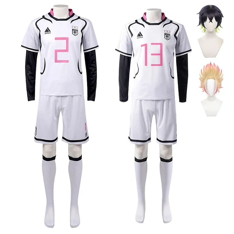 

Blue lock shibead ryurei cosplay costume Oliver Aiku cosplay wig tops shorts set sportswear suit football soccer party suit