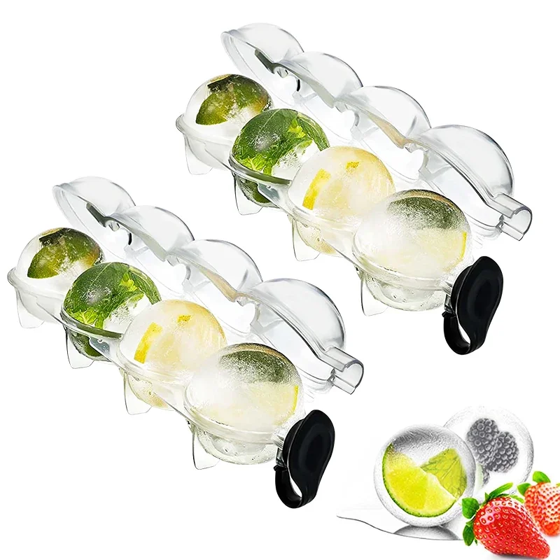 4-hole Ice Hockey Mold Box Whiskey Round ice Tray Mold Summer DIY Transparent Ice Cream Desserts Maker Mother's Day Gifts ice cube mold