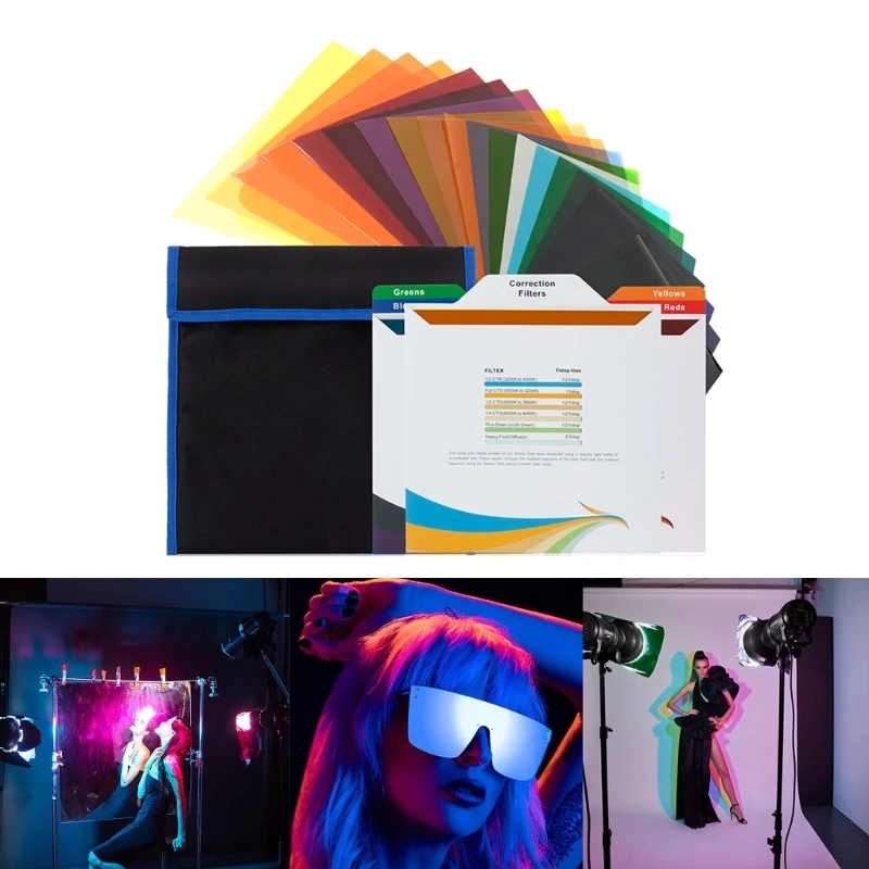 20Pack Transparent Color Correction Lighting Gel Filter 25x25cm Color Gel Filter