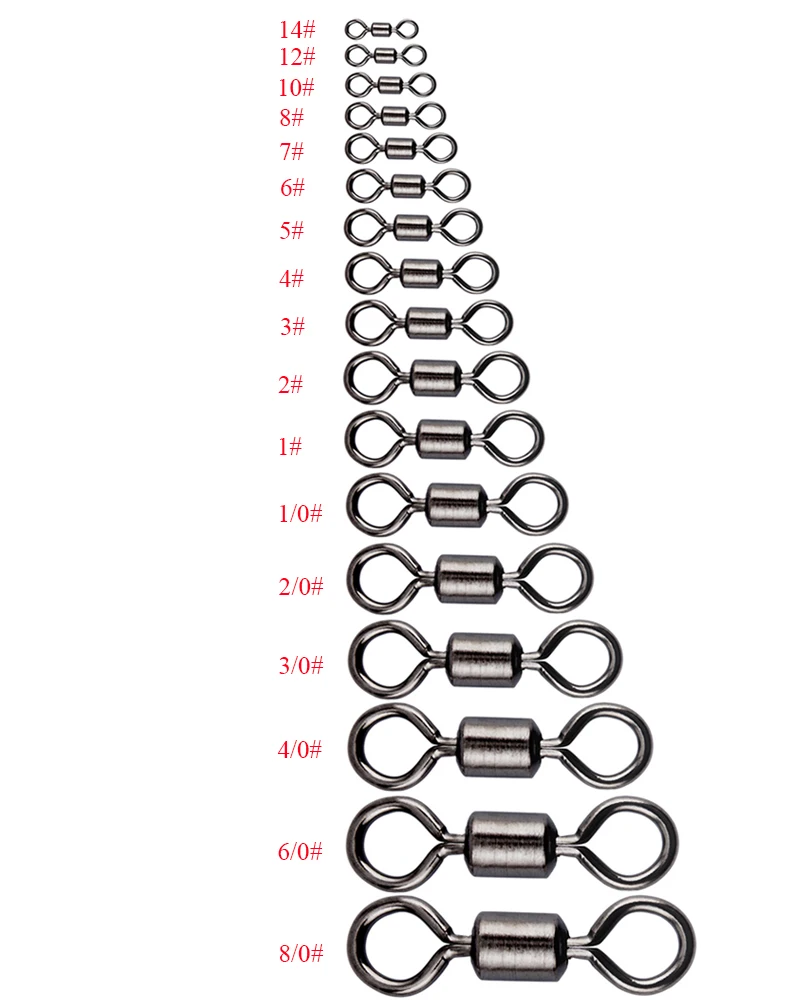 20/100 stücke Angeln Barrel Lager Roll Wirbel Solide Ring LB Lockt Stecker 17 Größe Angelgerät Zubehör Fisch Werkzeug – Detail 4