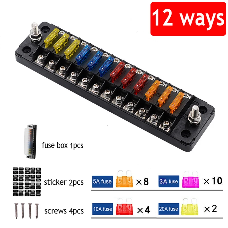 Fuse Box Holder 32V 75A Flame Retardant 12 Ways 6 Ways for Auto Car Marine Trike