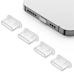 Universal USB - C Dust Plug Anti - Dust Charging Port Caps (4PCs Clear)